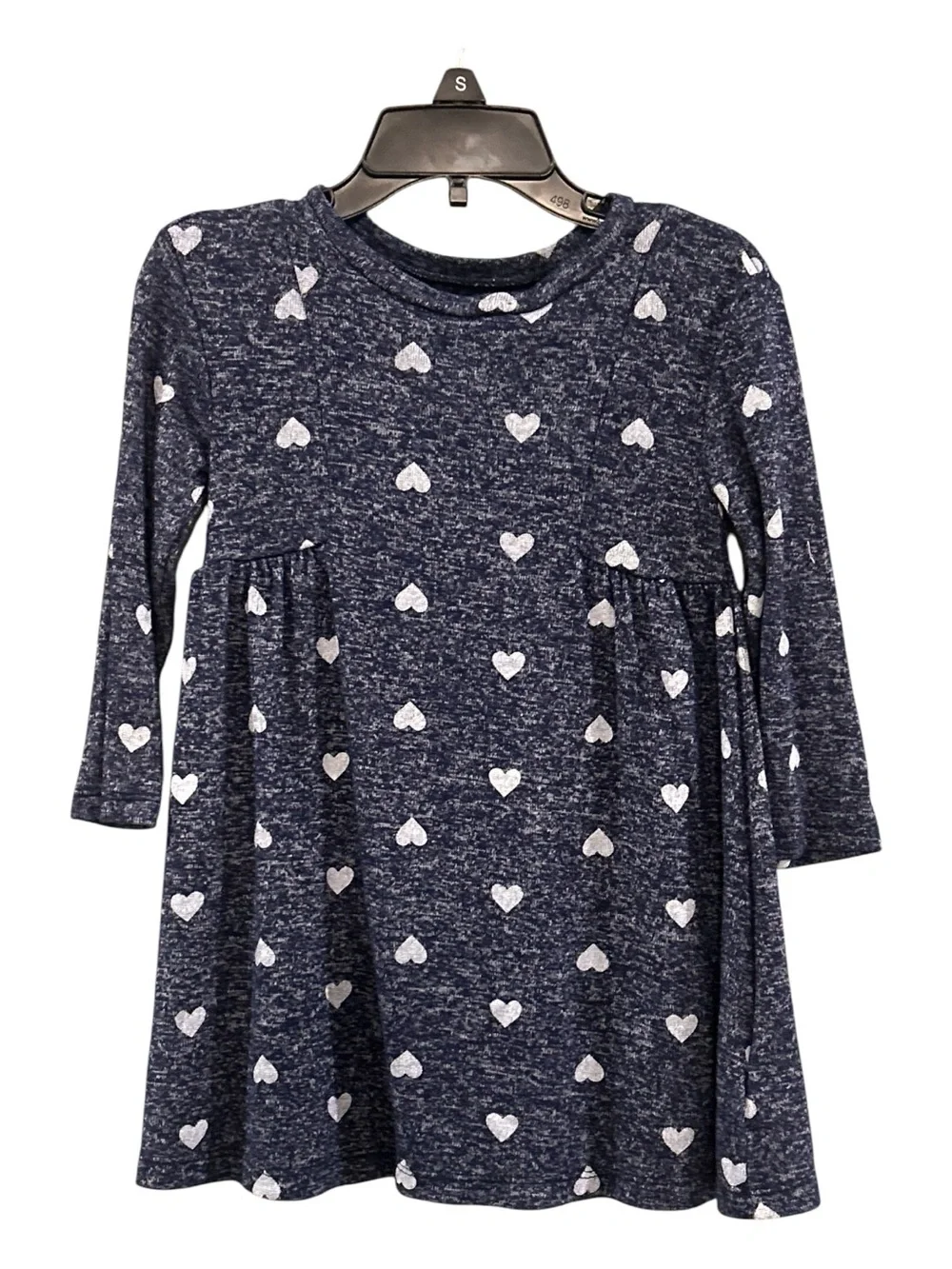 Girls' Navy Heart Print Long-Sleeve Dress baby gap size 2